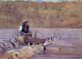 Winslow Homer : Man in a Punt Fishing